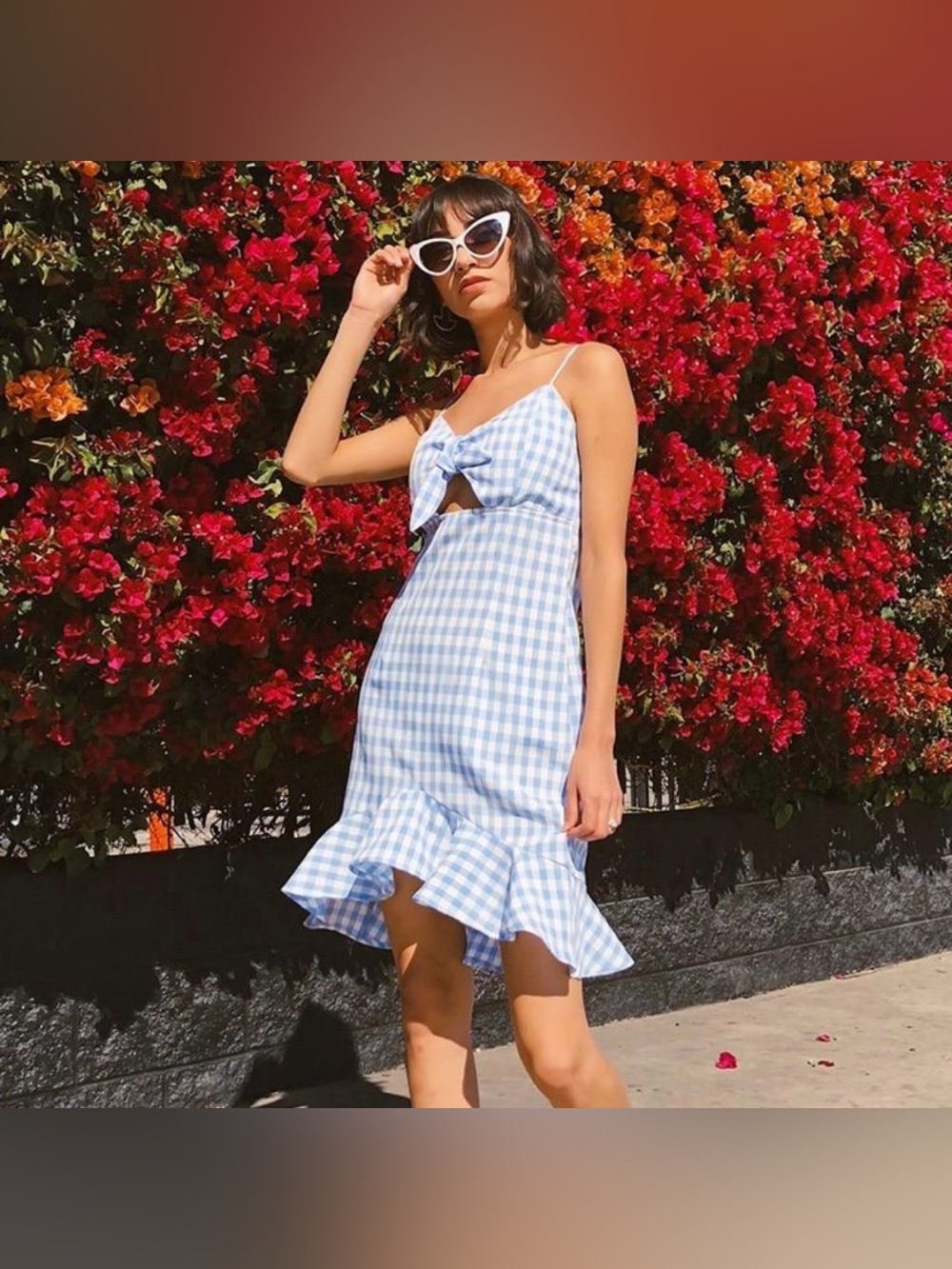 💙 Forever 21 Light Blue & White Gingham Tie-Front Mini Dress 💙